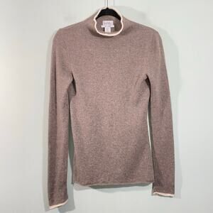 Nicole Miller Women's Brown 100% Cashmere High Neck Sweater Size S